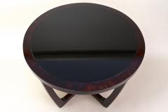 20th Century Round Art Deco Coffee Table With Black Glass Plate CZ ca 1920s - 4746615