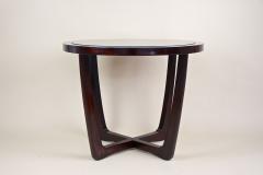 20th Century Round Art Deco Coffee Table With Black Glass Plate CZ ca 1920s - 4746617