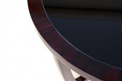 20th Century Round Art Deco Coffee Table With Black Glass Plate CZ ca 1920s - 4746619