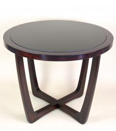 20th Century Round Art Deco Coffee Table With Black Glass Plate CZ ca 1920s - 4746622