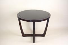 20th Century Round Art Deco Coffee Table With Black Glass Plate CZ ca 1920s - 4746624