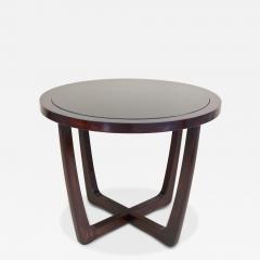 20th Century Round Art Deco Coffee Table With Black Glass Plate CZ ca 1920s - 4746701