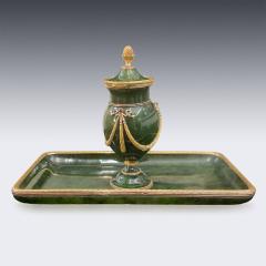 20th Century Russian 56 Two Colour Gold Mounted On Nephrite Inkstand c 1910 - 2989512