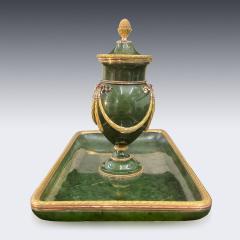 20th Century Russian 56 Two Colour Gold Mounted On Nephrite Inkstand c 1910 - 2989514