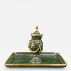 20th Century Russian 56 Two Colour Gold Mounted On Nephrite Inkstand c 1910 - 2996803