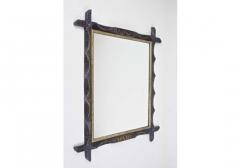 20th Century Rustic Wall Mirror With Golden Bars Tramp Art Austria dated 1901 - 4235352