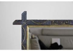 20th Century Rustic Wall Mirror With Golden Bars Tramp Art Austria dated 1901 - 4235353