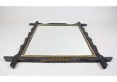 20th Century Rustic Wall Mirror With Golden Bars Tramp Art Austria dated 1901 - 4235359