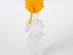 20th Century Saint Louis French Crystal Figurative Sculpture Orange Glass Disc - 4823277
