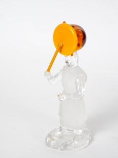 20th Century Saint Louis French Crystal Figurative Sculpture Orange Glass Disc - 4823279