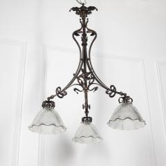 20th Century Three Branch Iron Ceiling Light - 3640443