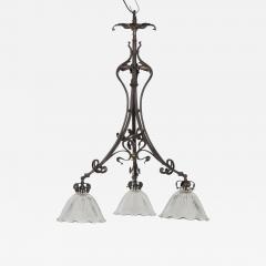 20th Century Three Branch Iron Ceiling Light - 3643698