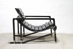 20th Century Transat Chair Design Eileen Gray 1927 Black Leather FR ca 1975 - 4644397