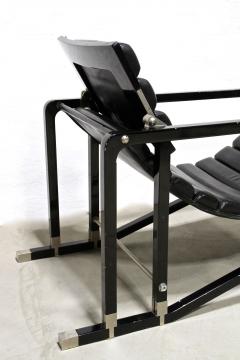 20th Century Transat Chair Design Eileen Gray 1927 Black Leather FR ca 1975 - 4644398