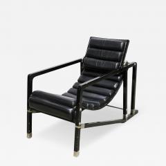 20th Century Transat Chair Design Eileen Gray 1927 Black Leather FR ca 1975 - 4648312