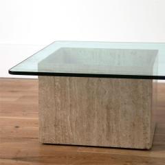 20th Century Travertine Coffee Table With Glass Top - 4097394