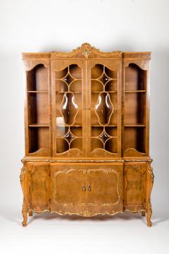 20th Century Two Parts Burlwood Hutch or China Cabinet - 1038085