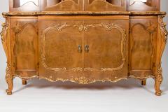 20th Century Two Parts Burlwood Hutch or China Cabinet - 1038086