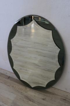 20th Century Vintage Italian Two Colors Oval Wall Mirror - 3525393