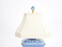 20th Century White Blue Porcelain Gilt Gold Painted Wood Base Small Table Lamp - 4085989