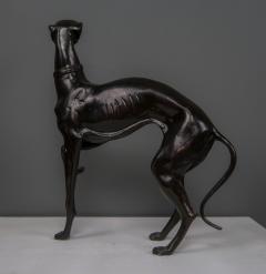 20th c Cast Bronze Alert Greyhound Dog Statue 12 Tall - 2316100