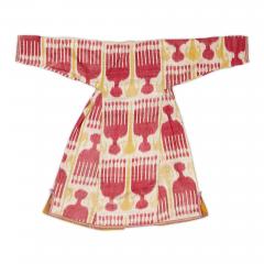 20th century Uzbek cotton and silk ikat chapan robe - 3188156