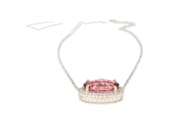 21 13 Carat Pink Tourmaline Diamond Floating Pendant Necklace in 14K 18K Gold - 3644280