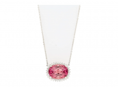 21 13 Carat Pink Tourmaline Diamond Floating Pendant Necklace in 14K 18K Gold - 3644282