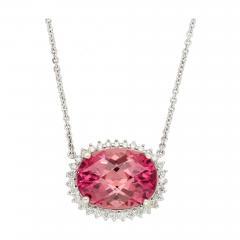 21 13 Carat Pink Tourmaline Diamond Floating Pendant Necklace in 14K 18K Gold - 3644952