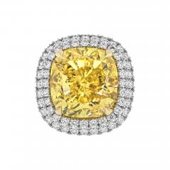 21 CARAT CUSHION CUT FANCY DEEP BROWNISH YELLOW VVS1 DOUBLE HALO ENGAGEMENT RING - 2544650