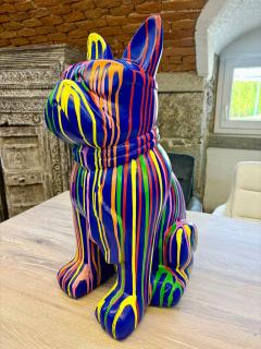 21st Century Contemporary Bulldog Sculpture Pop Art Style Handpainted 2026 - 4565318