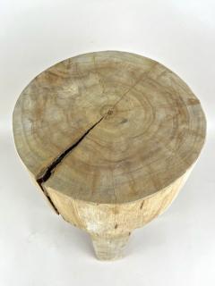 21st Century Rustic Teak Wood Stool Side Table Handcarved Modern Organic - 4691610