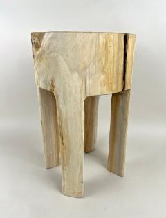 21st Century Rustic Teak Wood Stool Side Table Handcarved Modern Organic - 4691616