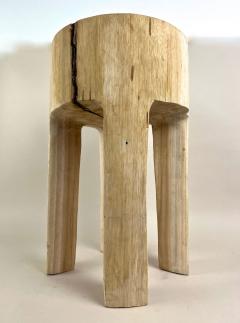 21st Century Rustic Teak Wood Stool Side Table Handcarved Modern Organic - 4691622
