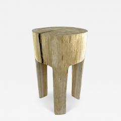21st Century Rustic Teak Wood Stool Side Table Handcarved Modern Organic - 4692078