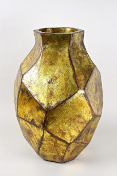 21th Century Contemporary Modern Golden Ceramic Vase Italy - 4695297