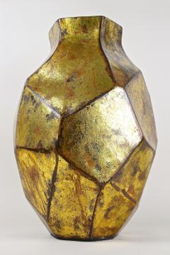 21th Century Contemporary Modern Golden Ceramic Vase Italy - 4695298