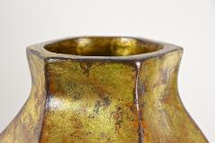 21th Century Contemporary Modern Golden Ceramic Vase Italy - 4695300