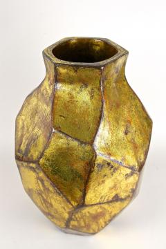 21th Century Contemporary Modern Golden Ceramic Vase Italy - 4695301