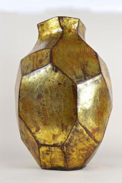21th Century Contemporary Modern Golden Ceramic Vase Italy - 4695304