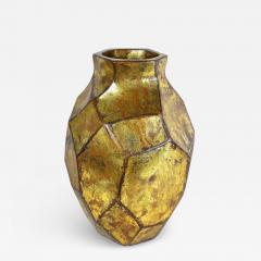21th Century Contemporary Modern Golden Ceramic Vase Italy - 4695332