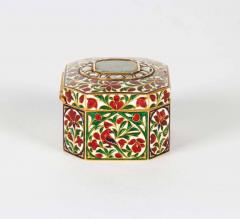 22 Karat Indian Gold Enamel and Diamond Pill Snuff Box Jaipur Mughal Style - 611156