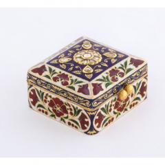 22 Karat Jaipur Indian Gold Enamel and Diamonds Pill Snuff Box - 1064004