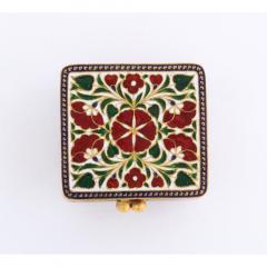 22 Karat Jaipur Indian Gold Enamel and Diamonds Pill Snuff Box - 1064013