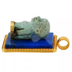 22K Gold Lapis Lazuli Ancient Egyptian Faience Figurine - 4054165