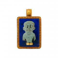 22K Gold Lapis Lazuli Ancient Egyptian Faience Figurine - 4054317