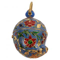 22K Indian Gold and Enamel Mango Shaped Pendant - 2786760