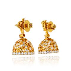 22K Yellow Gold 9 00cttw Round Brilliant Cut Diamond Bird Bell Earrings - 4232109