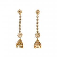 22K Yellow Gold Dangling Diamond Earrings - 4235685