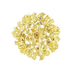 22k 18K Yellow Gold Floral Motif Diamond Pin brooch and Pendant - 3504631